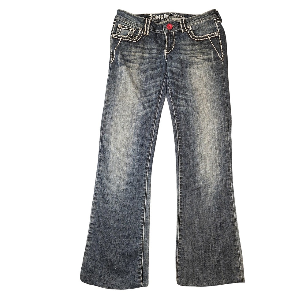 Vintage Y2K Grace In LA Jeans Womens 9‎ Bootcut Embellished Contrast Stitch